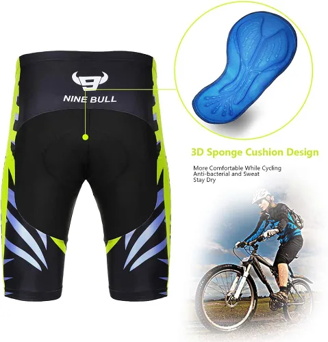 Vista 5 de Conjunto de camiseta de ciclismo para hombre, camiseta reflectante de secado rápido y pantalones cortos de ciclismo acolchados 3D, M
