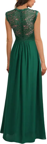 Vista 2 de Miusol - Vestido de mujer casual con cuello en V, sin mangas, estilo vintage, para boda, maxi vestido.