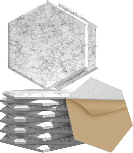 Vista 11 de Paquete de 15 paneles hexagonales de espuma a prueba de sonido para paredes, paneles acústicos de 12" x 11" x 0.35" de alta densidad que absorben