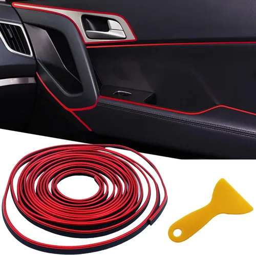 Vista 7 de Tiras decorativas para interior de automóvil, ajuste universal de 9.8 pies para puertas y tablero, decoración de electrochapado flexible, accesorios