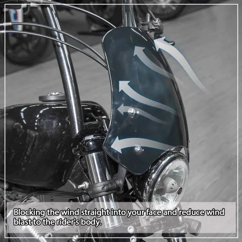 Vista 11 de Parabrisas para motocicleta, deflectores de viento, protector de visera con soporte universal para Ha-rley Dyna Iron 883 Softail Sportster 883
