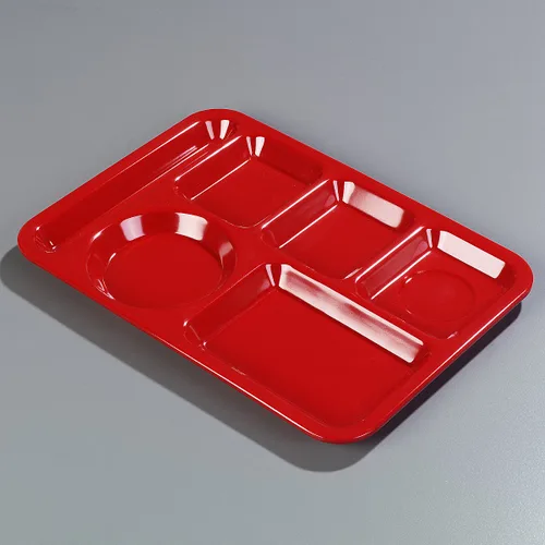 Vista 7 de Carlisle FoodService Products Bandeja de plástico para comida zurda, bandeja pesada para almuerzo con 6 compartimentos para escuelas, cafeterías