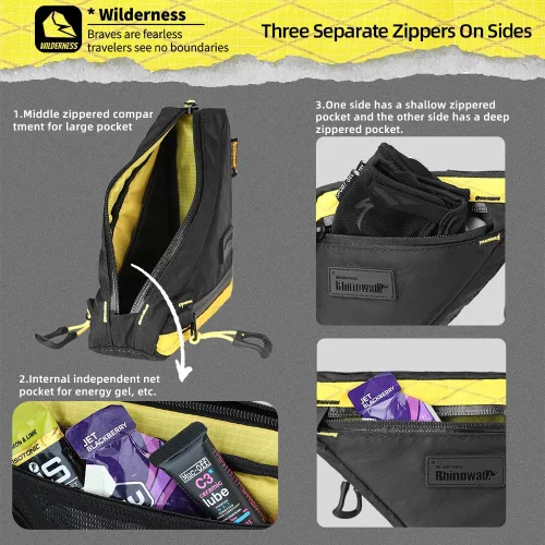 Vista 5 de Rhinowalk Bolsa de Marco Frontal de Bicicleta Bolsa Bajo Tubo Superior Triangular Accesorios de Ciclismo de 1.7L de Nylon Ligero para Bicicleta