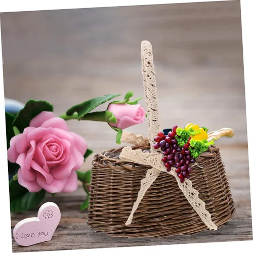 Vista 4 de Gadpiparty Cesta de flores de Navidad para decoración de mesa de boda, decoración de macramé, cesta de ratán, bolsa de playa, fruta, decoración