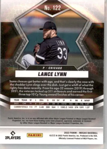 Vista 2 de 2022 Panini Mosaic #122 Lance Lynn Chicago White Sox Baseball Trading Card