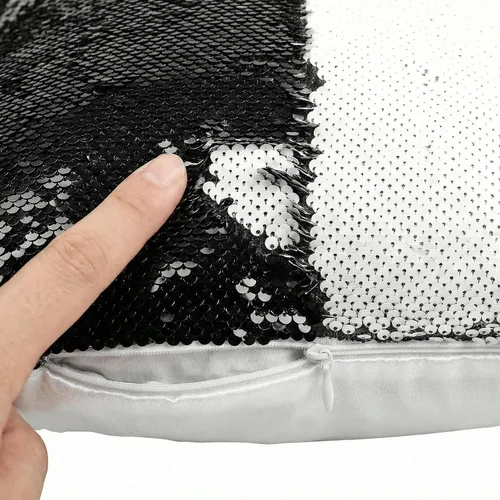 Vista 6 de Paquete de 2 fundas de almohada de lentejuelas sublimadas de 16 x 16 pulgadas, fundas de almohada reversibles con purpurina para regalos