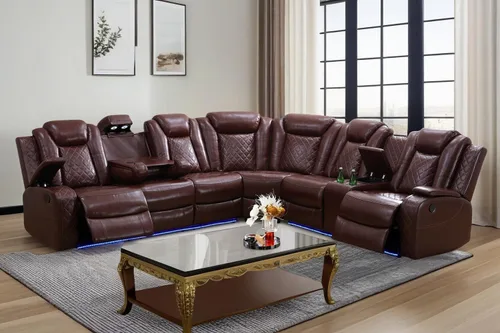 Vista 19 de A Ainehome Juego de sofá modular reclinable eléctrico con luz LED, sofás seccionales de cuero, juegos de muebles de sala de estar, juegos de sofá