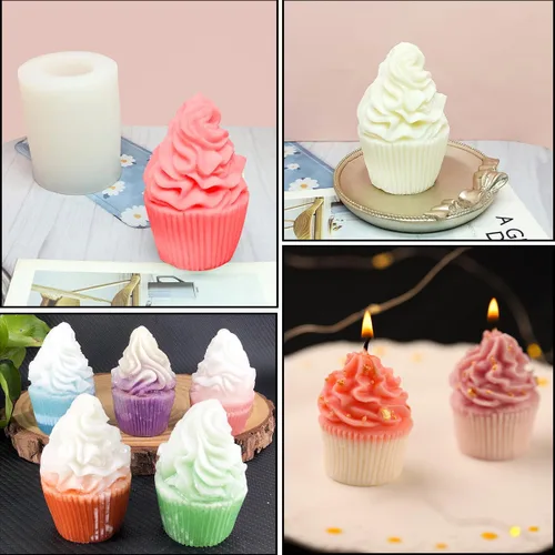 Vista 7 de Molde de jabón en forma de magdalena, molde de silicona con forma de helado, molde de vela de resina, moldes de velas de cono de helado, moldes