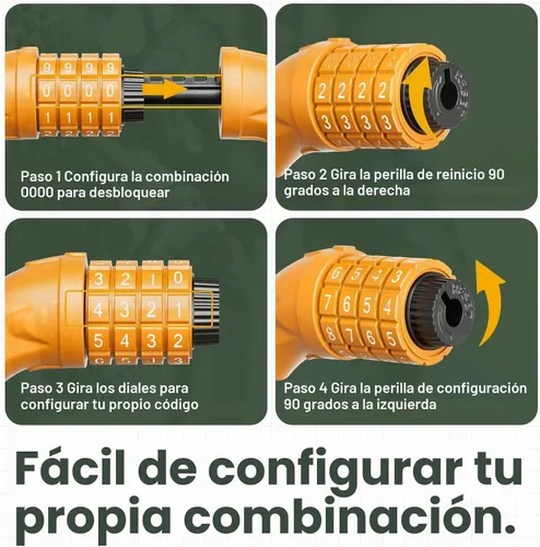 Vista 4 de Titanker Candado de bicicleta, cerradura de bicicleta de 4 pies, bloqueo de cable de 1/2 pulgada con soporte de montaje, accesorios de bicicleta