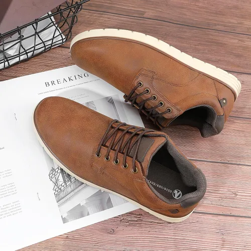 Vista 6 de Zapatos de vestir casuales para hombre, con cordones, formales, Oxford, zapatos de vestir para hombre, cómodos zapatos marrones para negocios