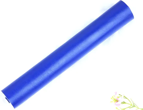 Vista 4 de Rollo de hojas de piel sintética de color liso liso de 12 x 53 pulgadas, muy adecuadas para hacer manualidades, aretes de cuero, lazos, costura Azul