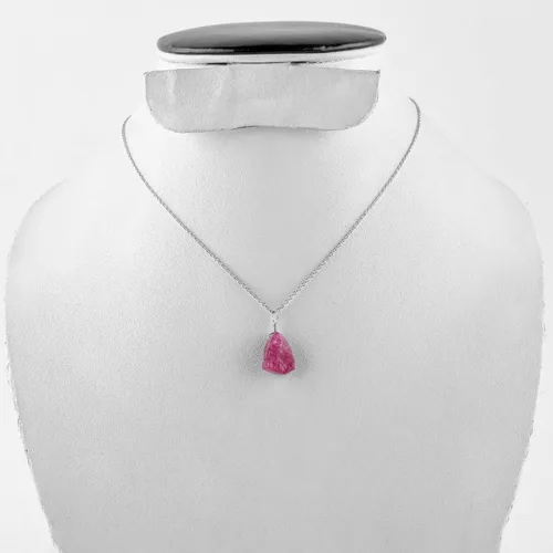 Vista 5 de Collar con colgante de plata de múltiples piedras crudas