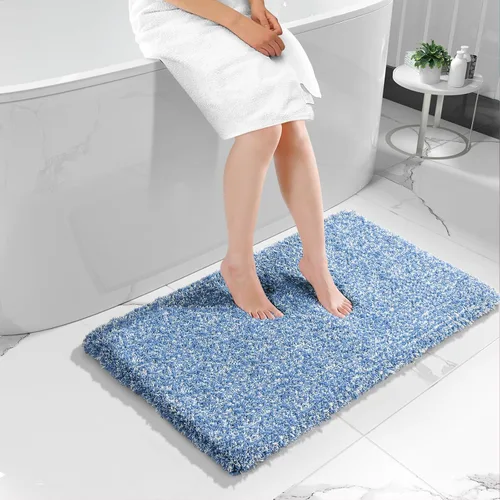 Vista 98 de Yimobra Alfombras de baño en negro y blanco antideslizantes lavables, tapetes de baño ultra suaves y absorbentes de agua, alfombra de ducha suave