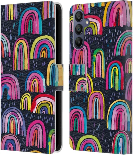 Vista 161 de Head Case Designs Officially Licensed Ninola Brushstrokes Black Summer Patterns Leather Wallet Case Compatible with Samsung Galaxy A07 4G