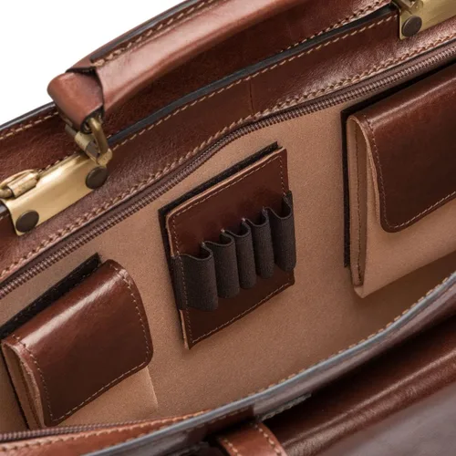 Vista 5 de Maxwell Scott - Mens Luxury Italian Leather Large Square Briefcase - Zip Closure - Handmade in Italy - The Alanzo