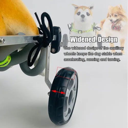 Vista 7 de Silla de ruedas ligera para perros para patas traseras, rodillera doble ajustable para artritis, parálisis y amputación, ruedas de ejercicio