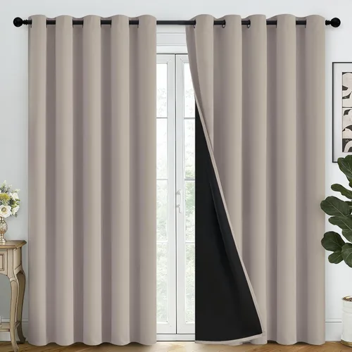 Vista 135 de SimpleHome - Cortinas opacas 100% para recámara, cortinas de ventana con ojales beige, con aislamiento térmico, cortinas de oscurecimiento
