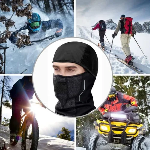 Vista 4 de Máscara facial de esquí resistente al viento retención térmica unisex ahorro de calor impermeable resistente a la intemperie protección UV