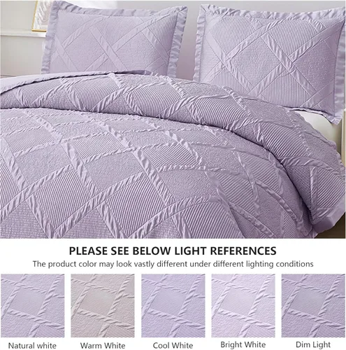 Vista 6 de Juego de edredón de 3 piezas tamaño matrimonial/queen con funda de almohada, juego de colcha ligera de microfibra suave, colcha reversible