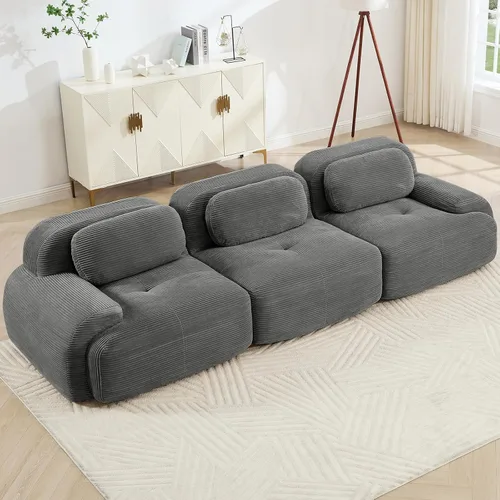 Vista 43 de Juego de sofás seccionales sin hueso de 117 pulgadas para sala de estar, modular en forma de L y sofá de 3 plazas con asiento profundo, almohadas