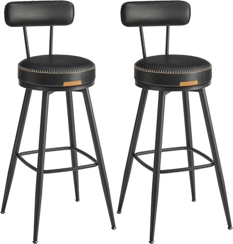 Vista 11 de VASAGLE EKHO Collection - Juego de 2 taburetes de bar, taburetes de bar giratorios de altura de mostrador con respaldo, cuero sintético
