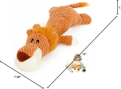 Vista 7 de Juguete para perro, animal robusto diseñado para masticadores pesados, juguete de peluche grande para perro, juguete chirriante duradero
