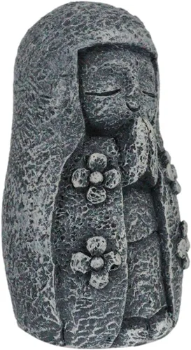 Vista 5 de Ebros Gift Buda Ksitigarbha Bodhisattva Bosatsu Niña Monje Orando con Ropa Floral Figura decorativa Budismo Altar Escultura Talismán de Protección