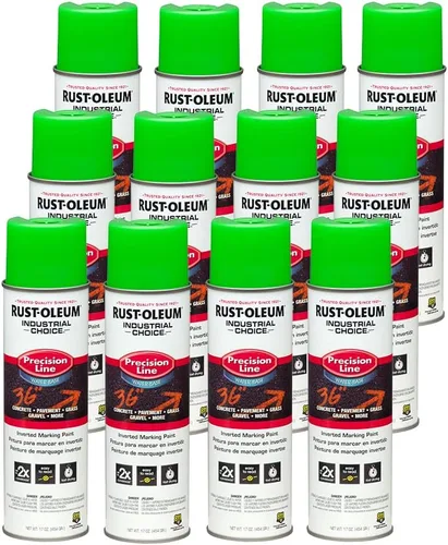 Vista 15 de Rust-Oleum 203035-12PK Pintura en aerosol invertida industrial a base de agua, 17 onzas, naranja alerta APWA, paquete de 12 unidades APWA Alerta