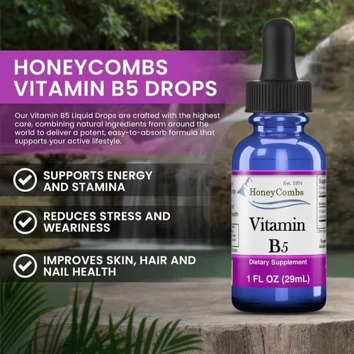 Vista 9 de Vitamina B5 Gotas de ácido pantoténico 500% DV Líquido B5 Suplemento Vegano Vitamina B Complejo Líquido Rápida Absorción Rápida Gotas Líquidas Apoyo