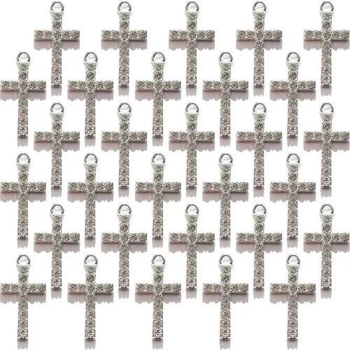 Vista 8 de Zirconia Crystal Rhinestone Cross Charms for Jewelry Making Bracelet Necklace Choke Earring Pendant Key Chain Craft Supplies DIY Accessories