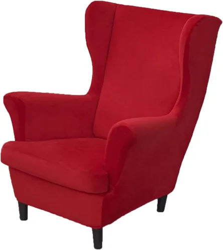 Vista 8 de OBCREAT Fundas para silla Wingback, 2 piezas de terciopelo elástico con respaldo de ala, fundas de sofá para silla de ala suave con parte inferior