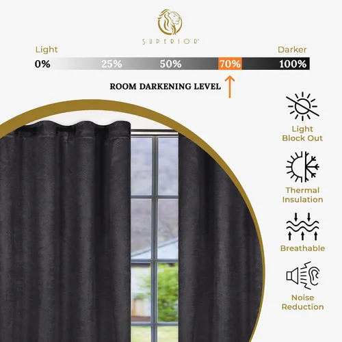 Vista 5 de Superior Cortinas opacas con bloqueo solar para oscurecer la habitación, detalles de ventana con bloqueo solar para sala de estar, dormitorio Gris