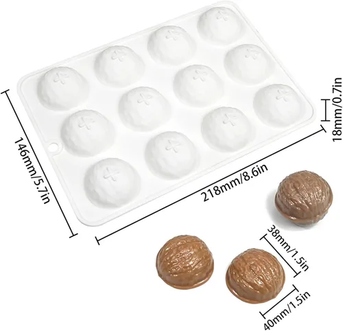 Vista 3 de Molde de silicona de grado alimenticio, bandeja para hacer chocolate y dulces de 12 cavidades para hornear, molde de postre
