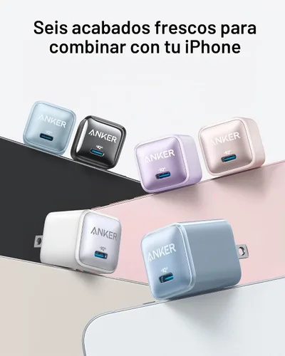 Vista 4 de Anker Bloque de cargador USB C, 20 W PIQ 3.0 de carga rápida compacta para iPhone 17/16/15 y más series, Galaxy, Pixel 4/3, iPad (cable no incluido)