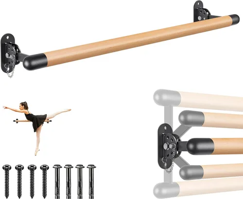 Vista 13 de Dolibest Ahorro de espacio, barra de ballet, montado en la pared, sistema de barra de ballet de madera tradicional, estiramiento/danza