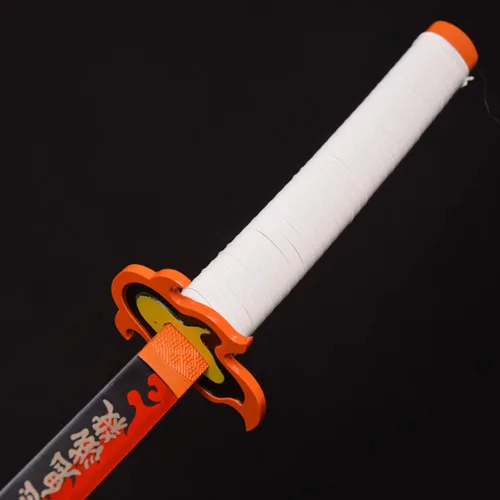 Vista 6 de Sword fort - Katana de acero al carbono de metal real, espada Katana de RengokuTanjiroInosuke de anime Demon Slayer, alrededor de 41 pulgadas