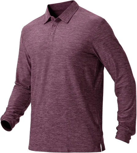 Vista 23 de NAVISKIN Camisas polo de manga larga para hombre, camisas de golf con cuello UPF 50 SPF para hombre, secado rápido, absorbe la humedad