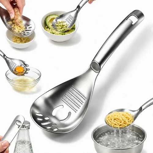 Vista 8 de Una cuchara, cuchara de cocina multifunción de acero inoxidable 5 en 1 2027 2PCS#A2