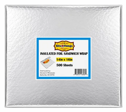 Vista 10 de Hojas aisladas de papel de aluminio para sándwich de 10.75 x 14 pulgadas (500 unidades) Papel de aluminio para sándwiches, suburguesas