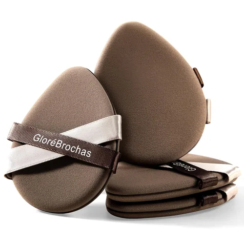 Vista 14 de Juego de esponjas para maquillaje, GloréBrochas 2 piezas, esponjas de base de baja absorción micro porosas, almohadillas de PU con cojín sin látex