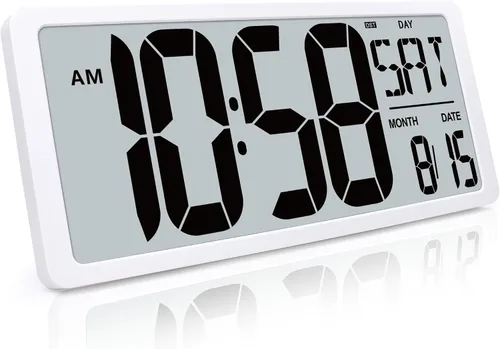Vista 14 de TXL Reloj de pared digital grande de 14.2 pulgadas, funciona con pilas, reloj digital con pantalla grande con día, fecha y temperatura, reloj