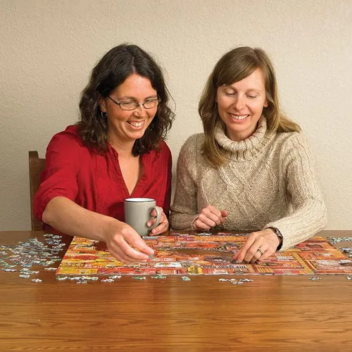 Vista 3 de Cobble Hill - Rompecabezas de 1000 piezas, colección Rainbow: naranja, muestra de póster incluido