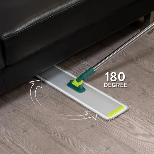 Vista 6 de Pine-Sol Mopa plana de microfibra – Herramienta de limpieza de suelos húmedos y secos con 2 almohadillas reutilizables – Multisuperficie para quitar