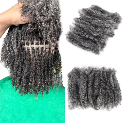 Vista 10 de HAPPY&CC Afro Kinkys - Extensiones de cabello humano a granel para extensiones de rastas de 10 pulgadas, 1.76 onzas, #4, color marrón degradado a