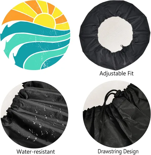 Vista 4 de Cubierta de neumático de repuesto para verano, olas de sol, accesorios de campamento para neumático de repuesto, resistente a la intemperie, a