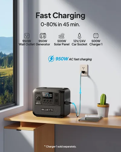 Vista 4 de BLUETTI Generador solar portátil de la batería de la estación eléctrica Elevación de potencia de 2000 W, 45 minutos 0-80% de carga rápida, 20 ms