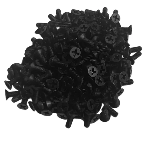 Vista 4 de NACX Tornillos Phillips de Cabeza Plana de Nylon M3 x 8mm Tornillos de Máquina Avellanados Negros, 200 Piezas