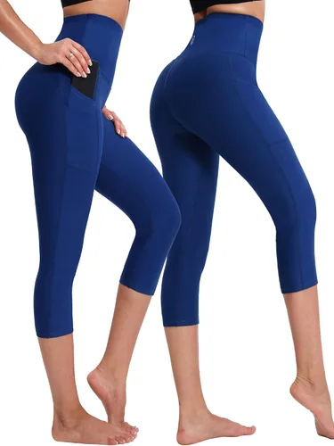 Vista 5 de NELEUS - Pantalones de yoga para mujer, con control de barriga, cintura alta, para correr, estilo capri