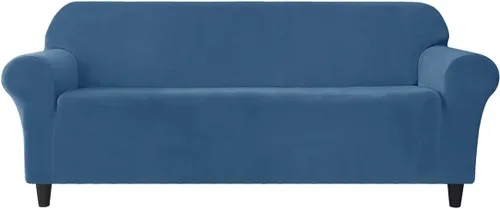 Vista 24 de Funda elástica para sofá de 3 cojines, 1 funda de terciopelo para sofá, fundas protectoras de muebles con parte inferior elástica, lavable a máquina