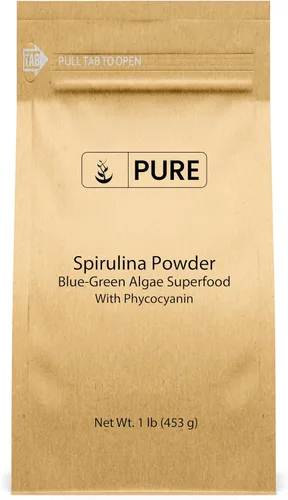 Vista 5 de PURE ORIGINAL INGREDIENTS Polvo de espirulina (4 oz) Superalimento de algas verdes con ficocianina